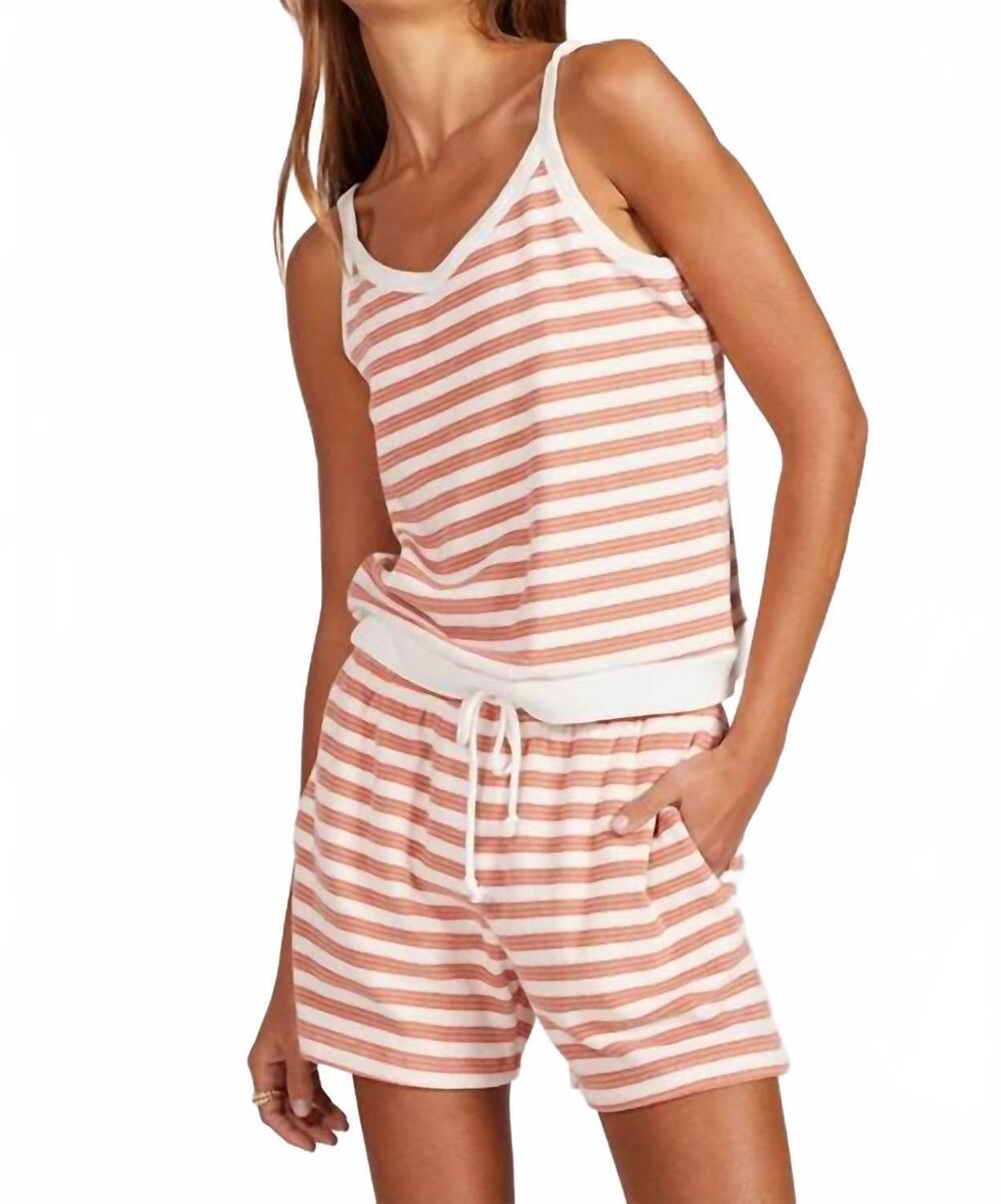 NEW BOBI gym terry short in coral stripe